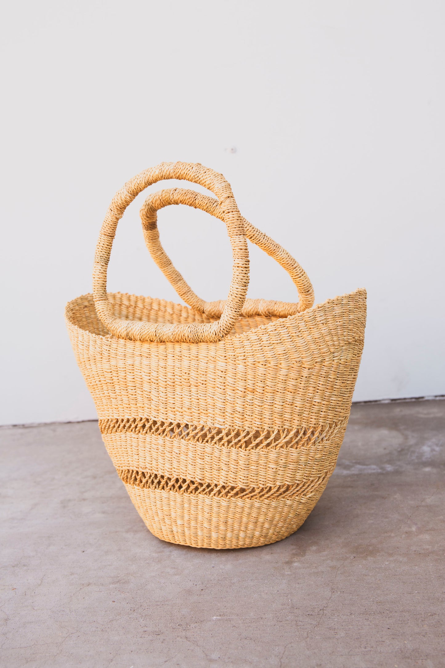 Small Elephant Grass Tote with Lacework