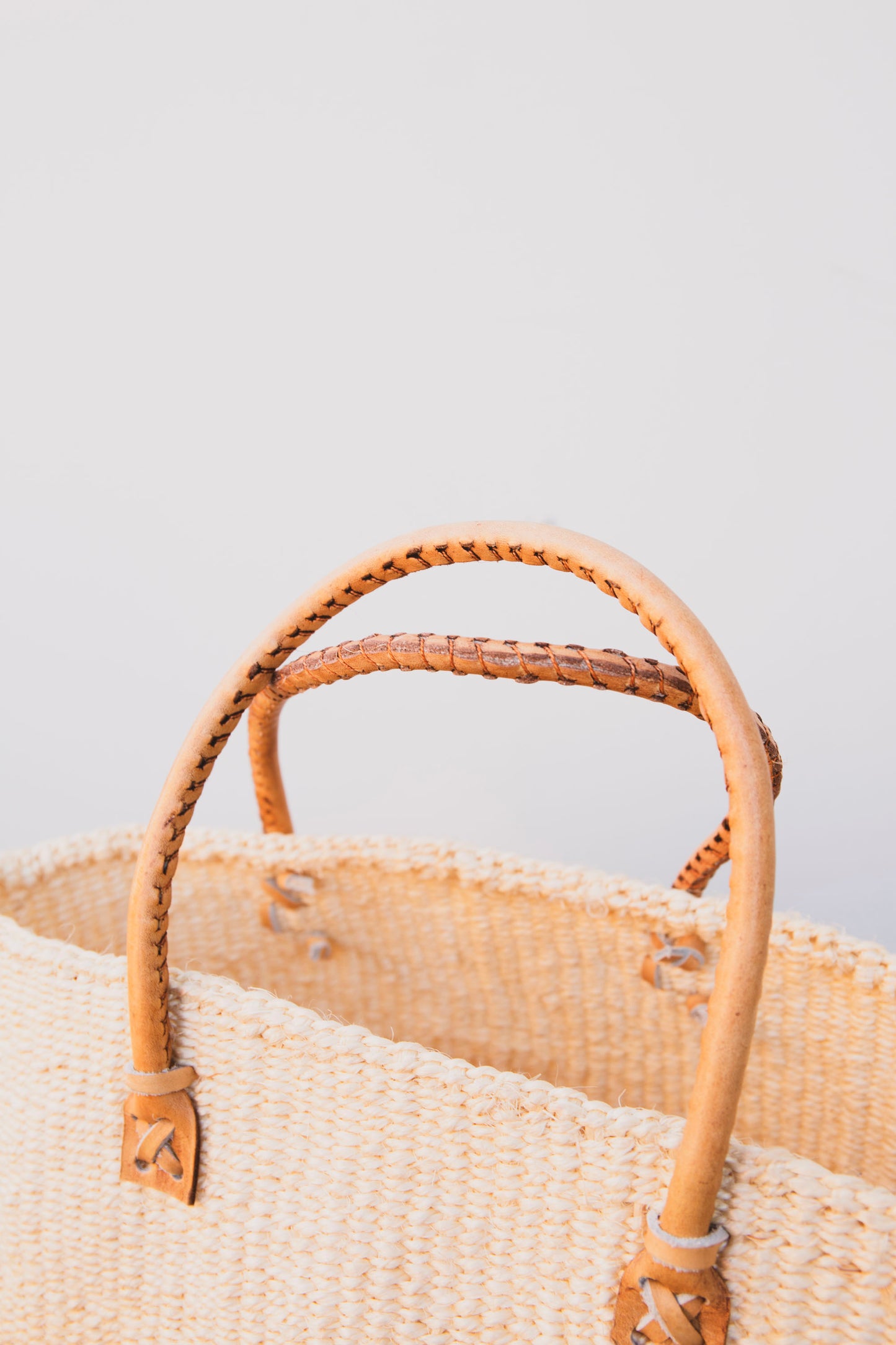 Woven Sisal Tote with Leather Handles