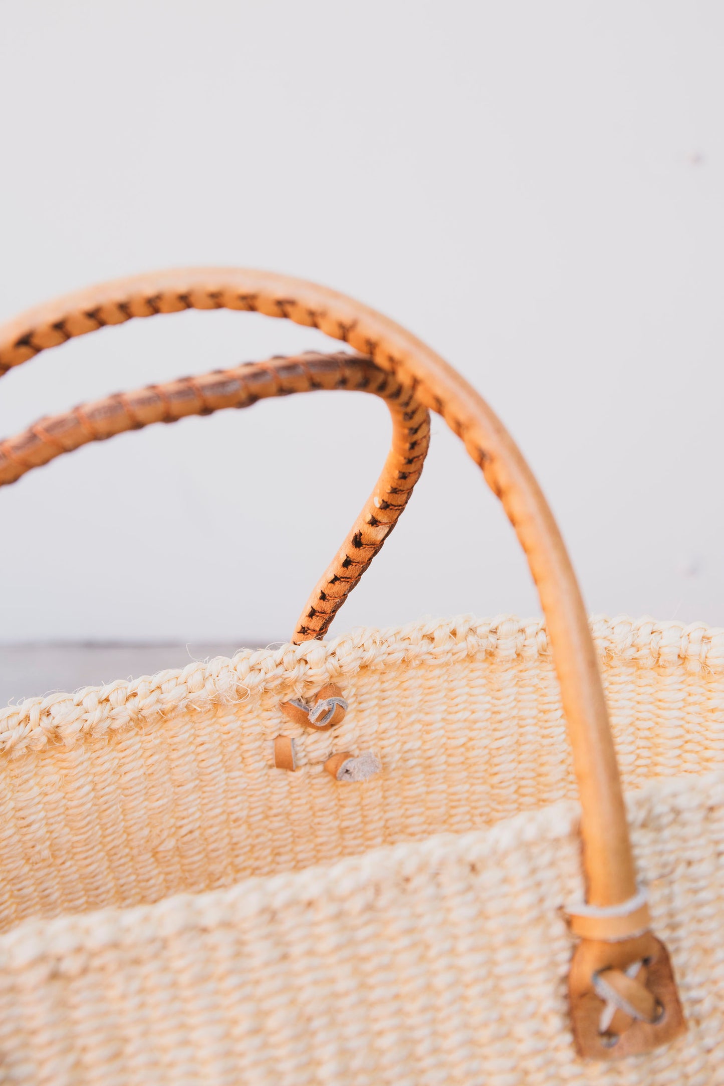 Woven Sisal Tote with Leather Handles
