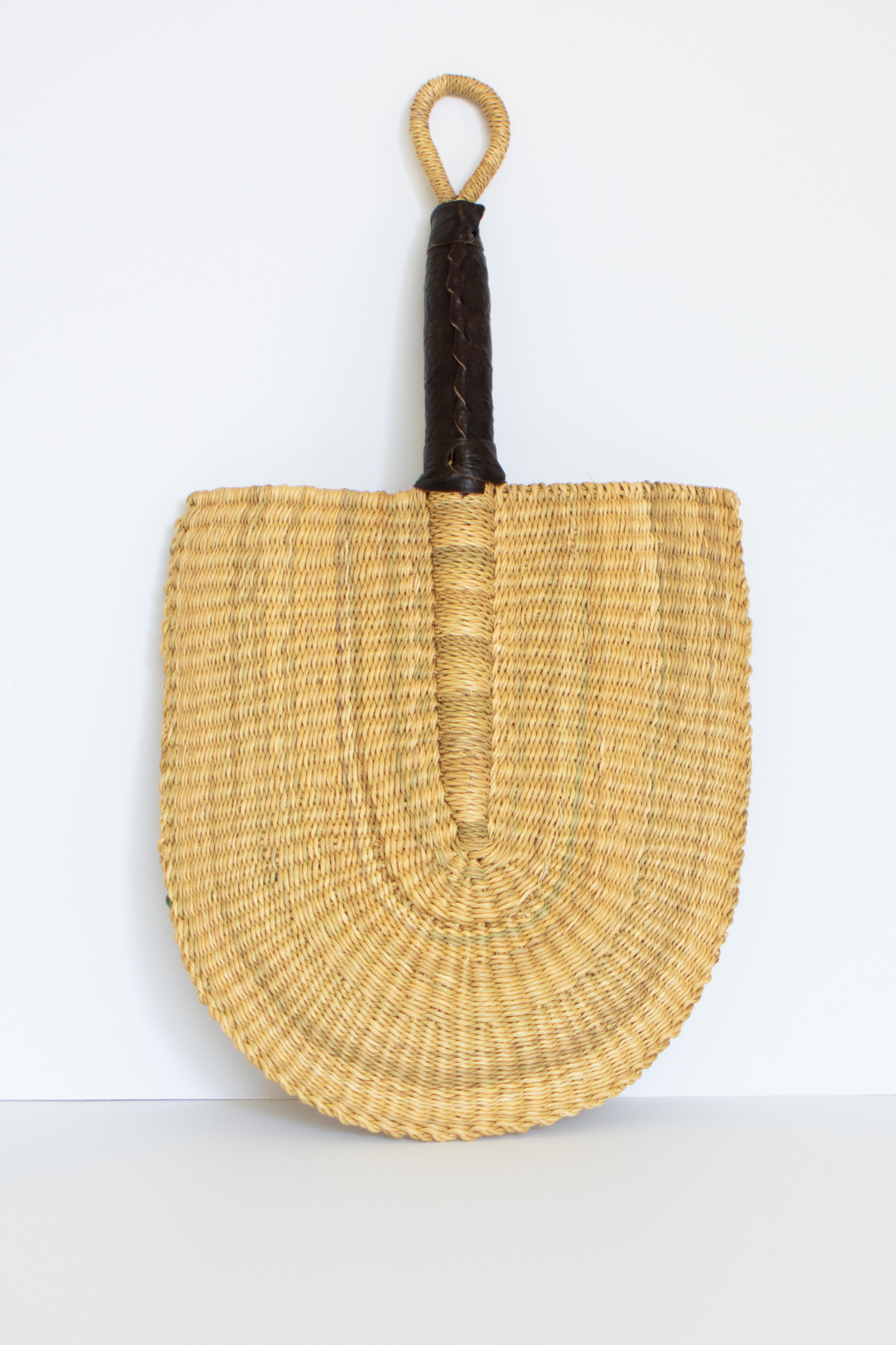 Vera Vera African Fan with Leather Handle - Natural