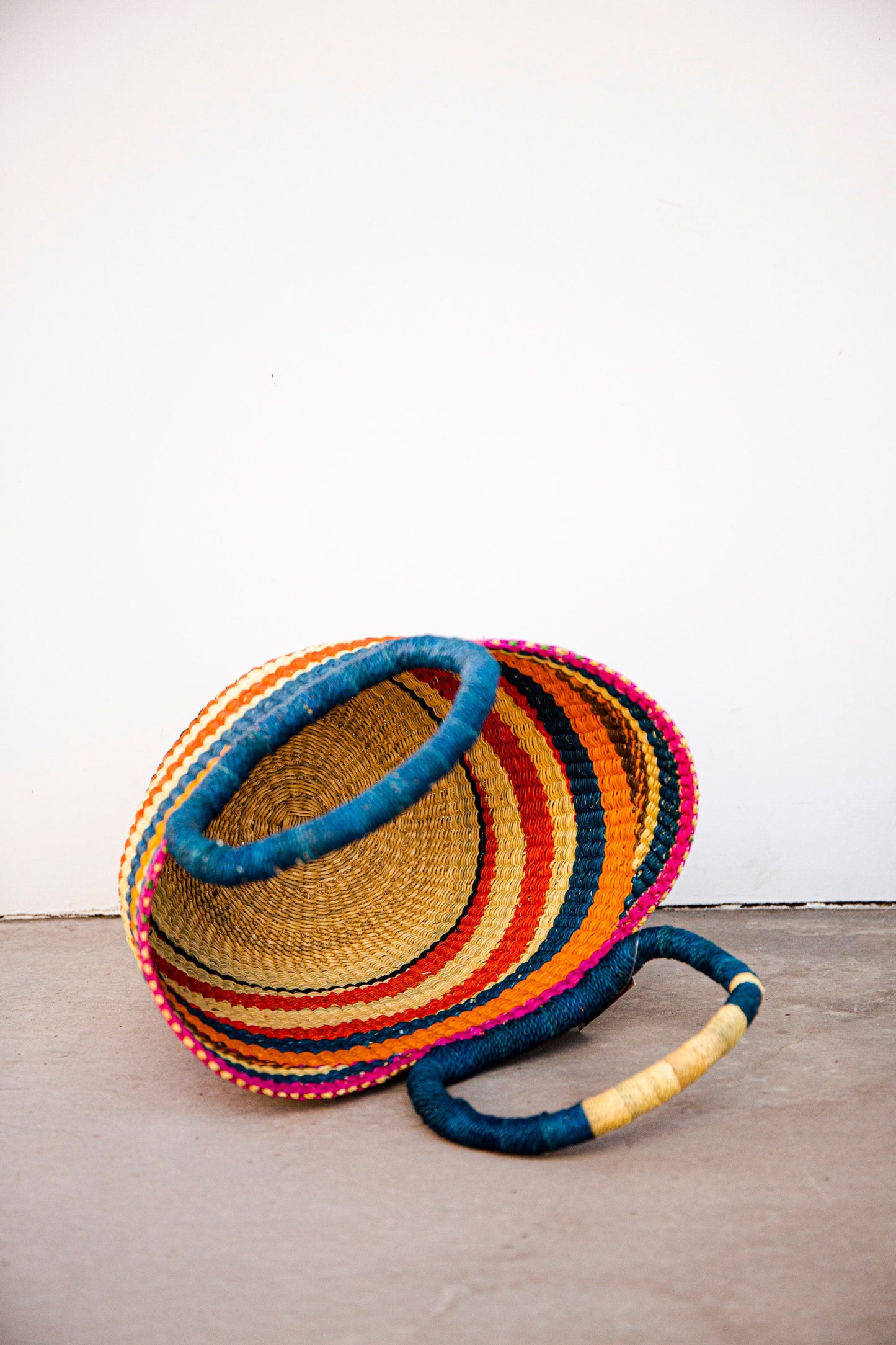 Small Bolga Tote - Blue, Orange , Pink and Red