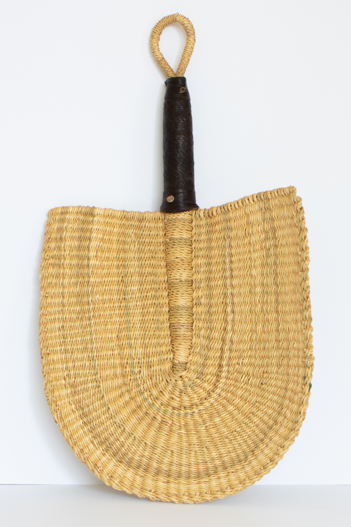 Vera Vera African Fan with Leather Handle - Natural