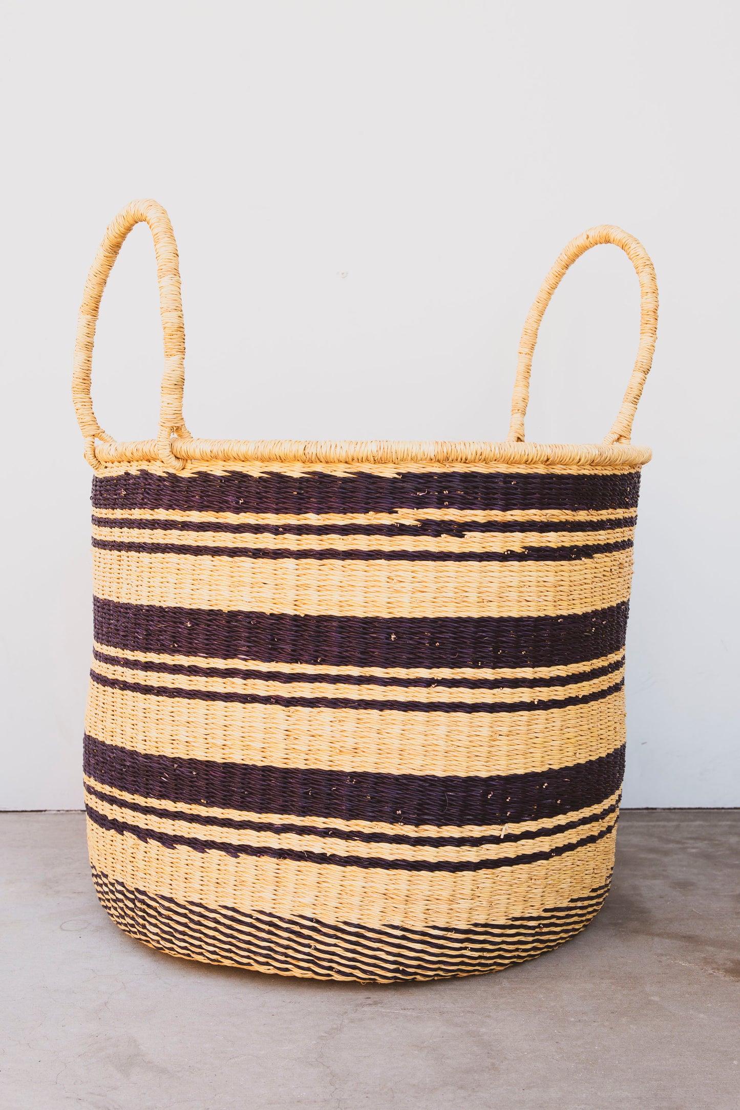 Large Elephant Grass Hamper - Black Stripe