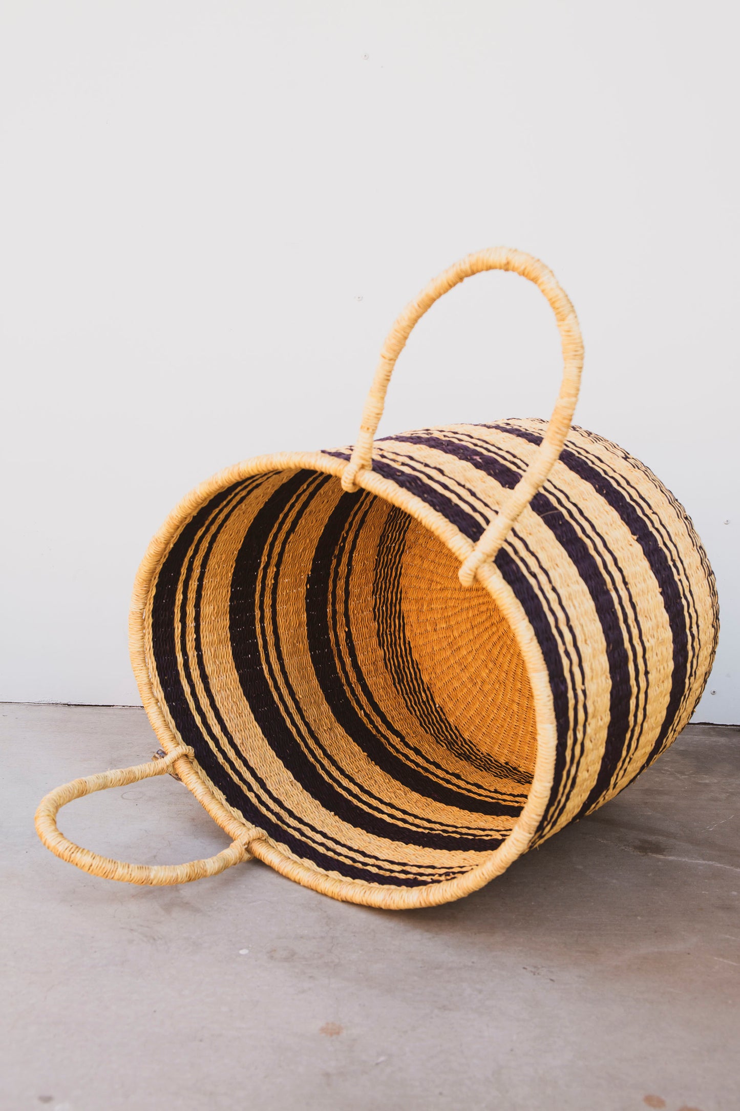 Large Elephant Grass Hamper - Black Stripe