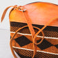 Woven Sisal Handbag with Leather Top