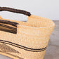 Flat Elephant Grass Tote with Leather Handles