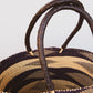 Elephant Grass Tote with Leather Handle - Black Leather with Diamond