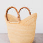 Elephant Grass Shopper with Leather Handle- Brown with Creme