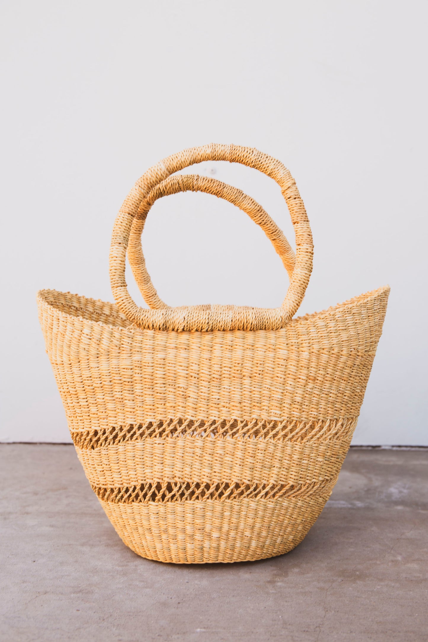 Small Elephant Grass Tote with Lacework