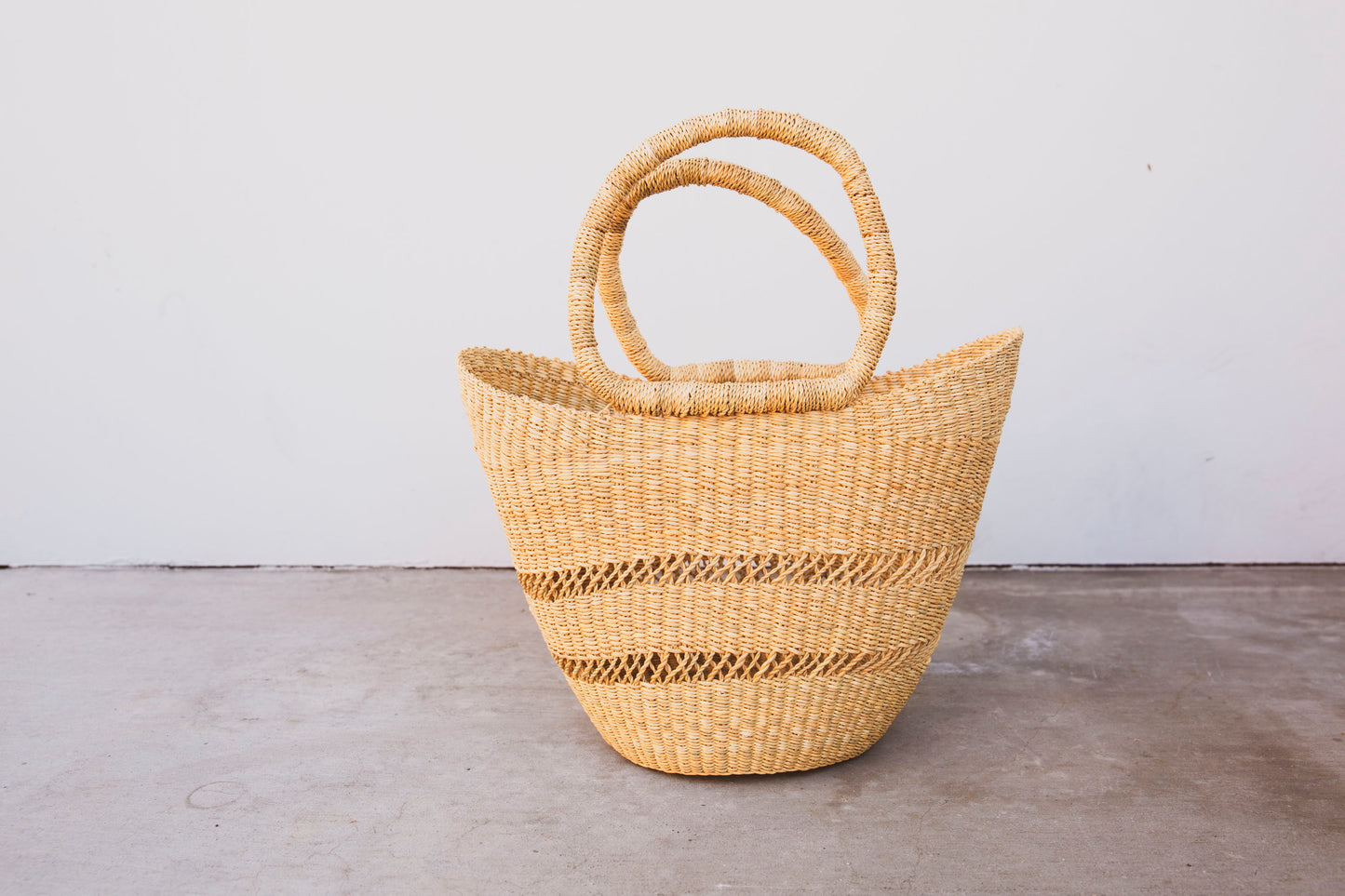 Small Elephant Grass Tote with Lacework