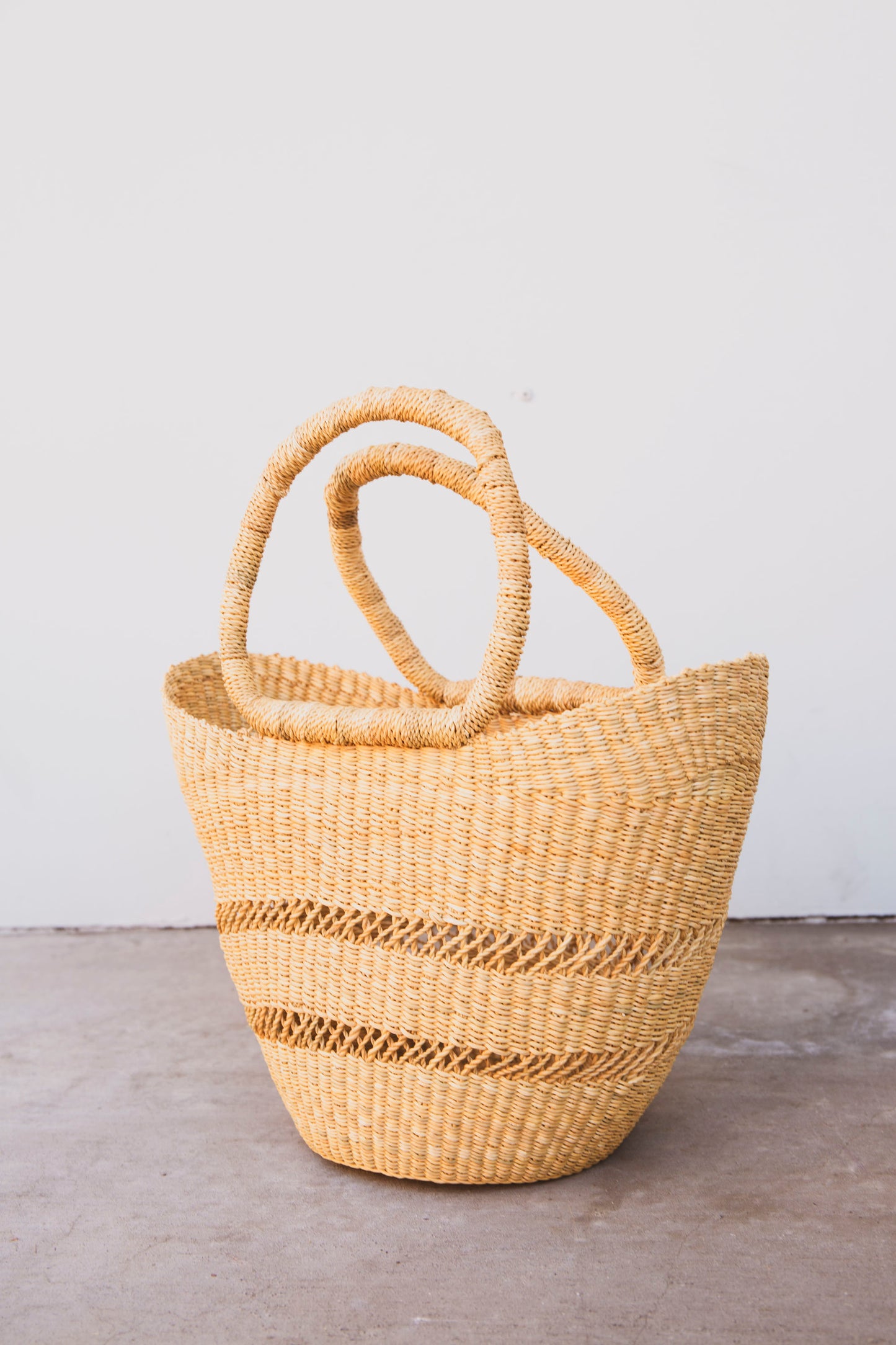 Small Elephant Grass Tote with Lacework