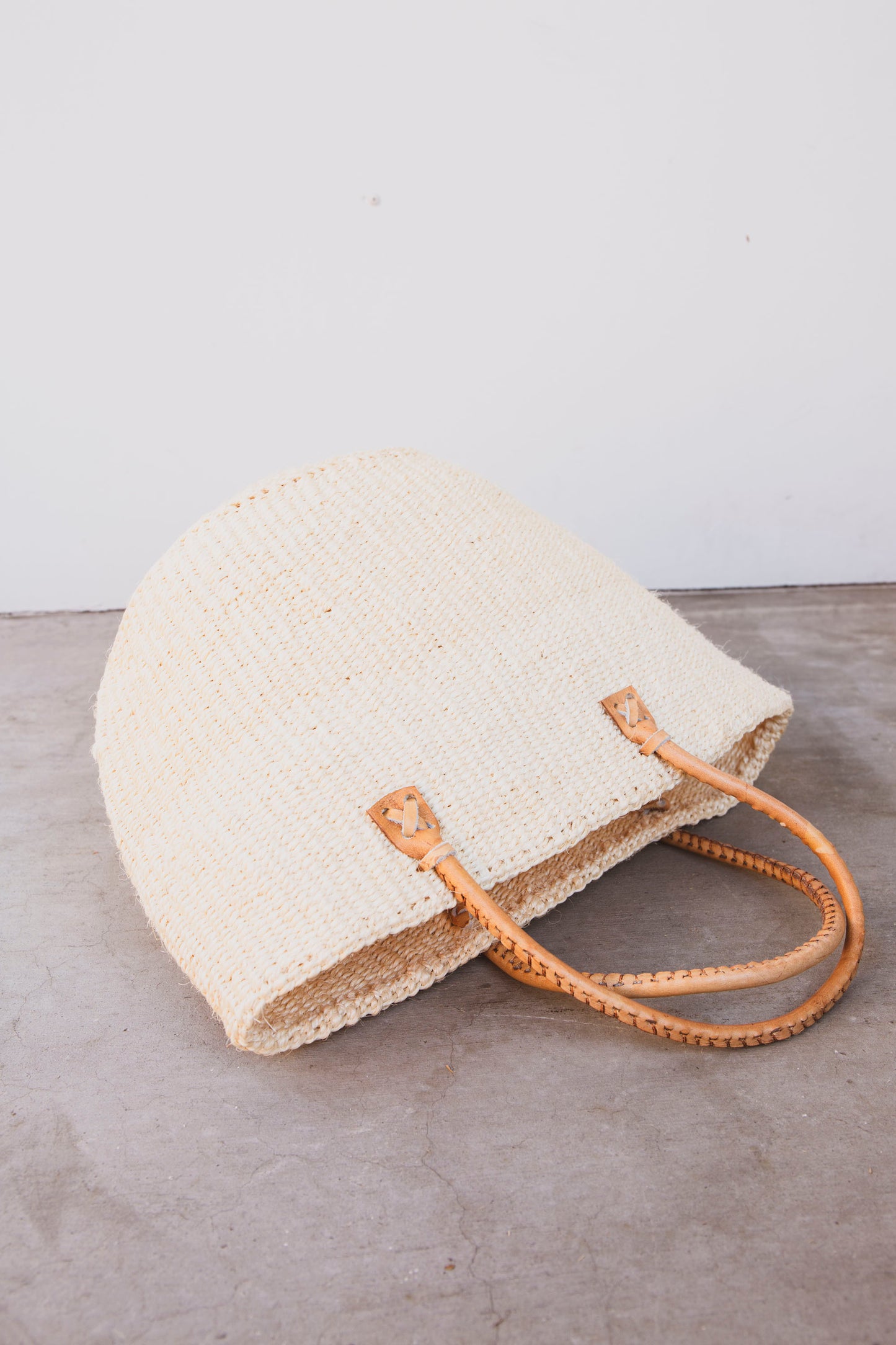 Woven Sisal Tote with Leather Handles