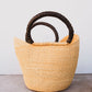 Elephant Grass Shopper with Leather Handle - Brown