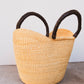 Elephant Grass Shopper with Leather Handle - Brown