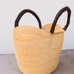 Elephant Grass Shopper with Leather Handle - Brown
