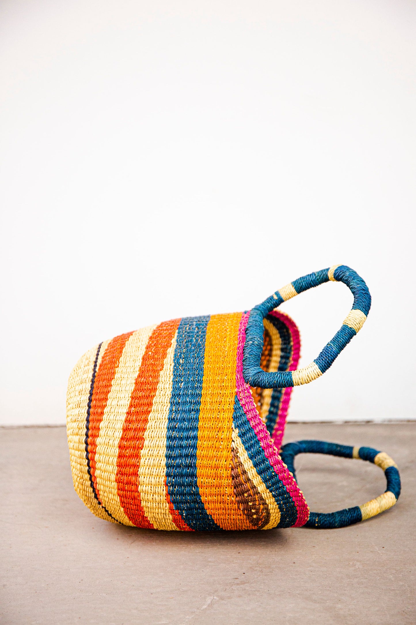Small Bolga Tote - Blue, Orange , Pink and Red
