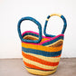 Small Bolga Tote - Blue, Orange , Pink and Red